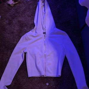 white zip up cropped